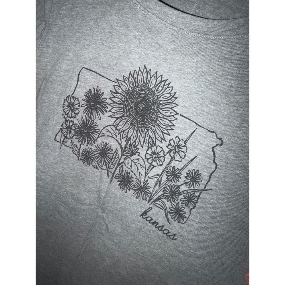 Maurices Kansas Sunflower Graphic T-Shirt Heather Grey XS Short Sleeve - Picture 2 of 4